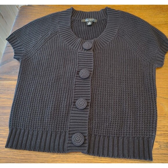 Summer Coastal Vintage Black Knit Sweater Covered Buttons. VGC - Picture 4 of 5